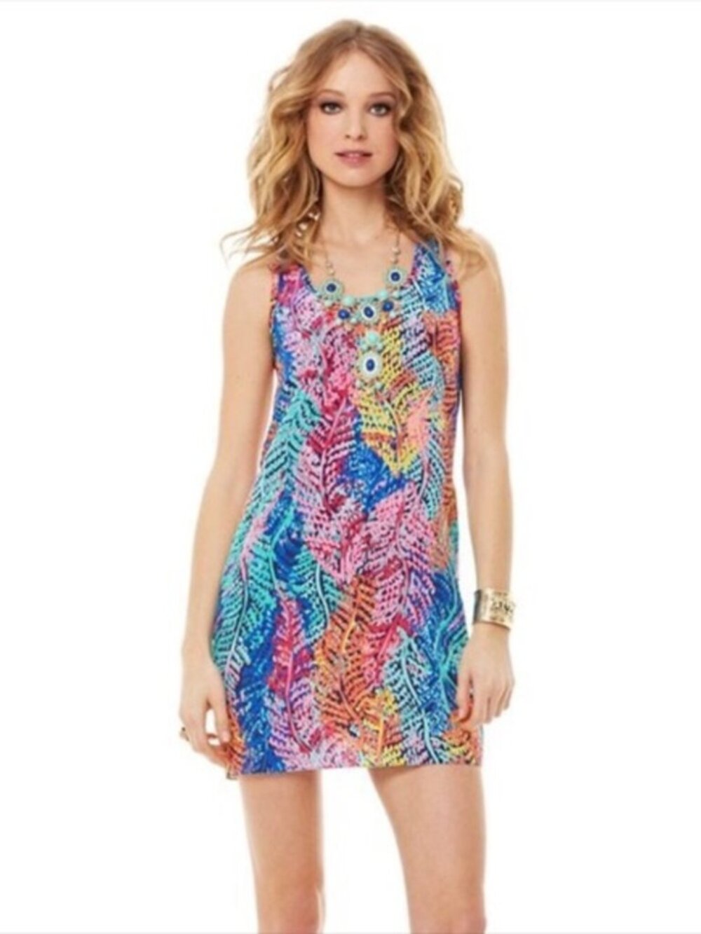 Lilly Pulitzer Electric Multicolor Betty 100% Silk Racerback Tank Dress